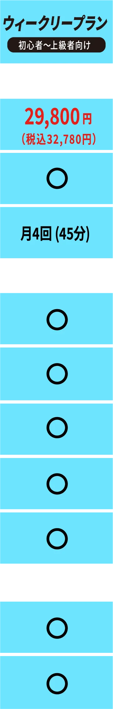 VALX GYM ウィークリープランの料金表